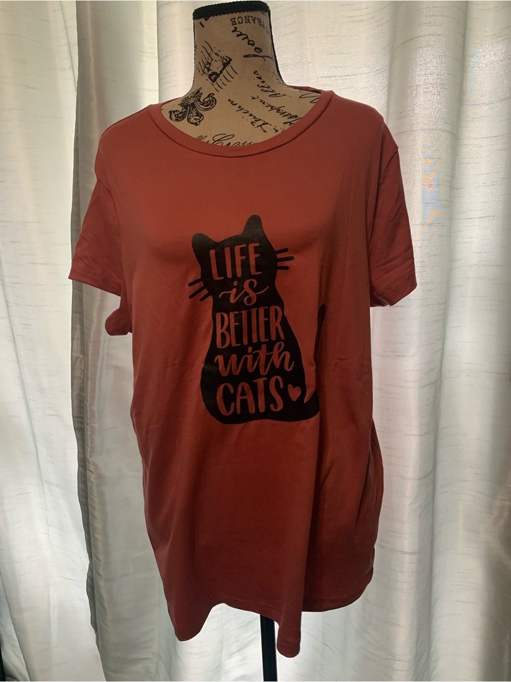Life Is Better With Cats T-Shirt Dress - Coral Pink
